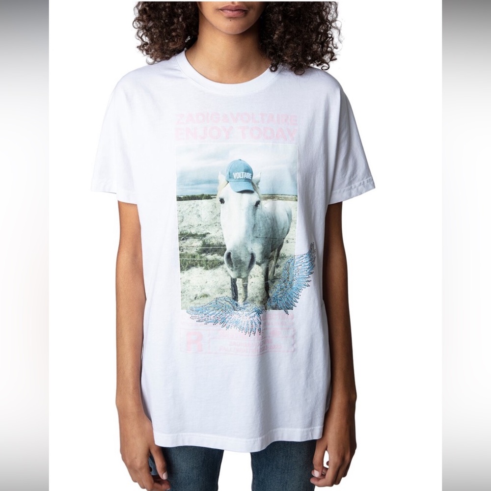 Zadig & Voltaire “Tom Compo Cheval” Graphic T-Shirt – Size S